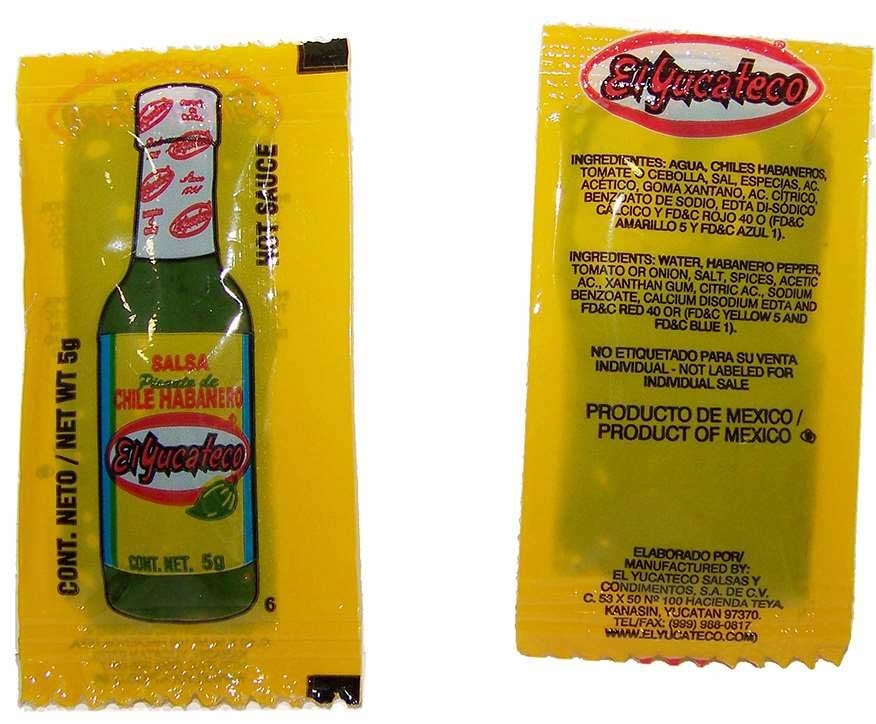 El Yucateco Green Habanero Hot Sauce, 5 Gram -- 300 per case