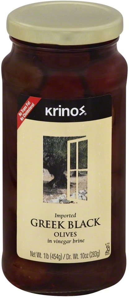 Krinos Greek Black Olives, 16 Ounce -- 6 per case