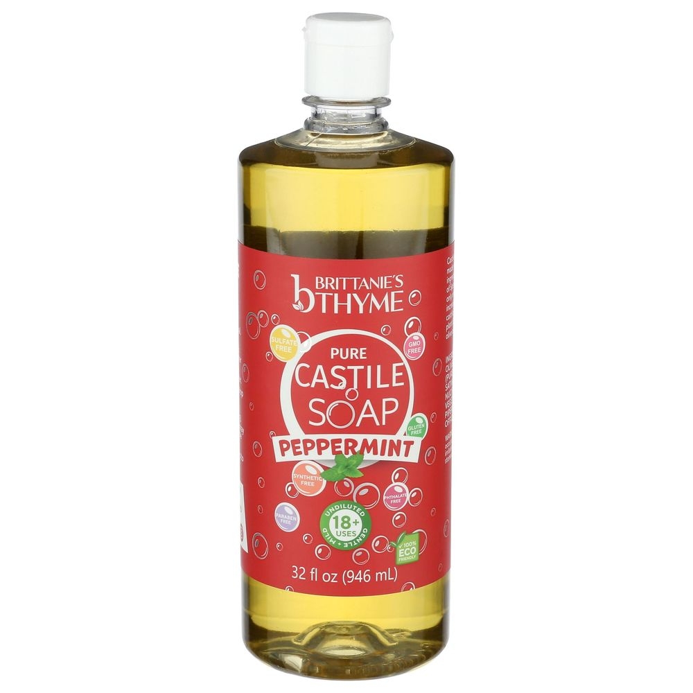 Brittanies Thyme Peppermint Pure Castile Liquid Soap, 32 Fluid Ounce