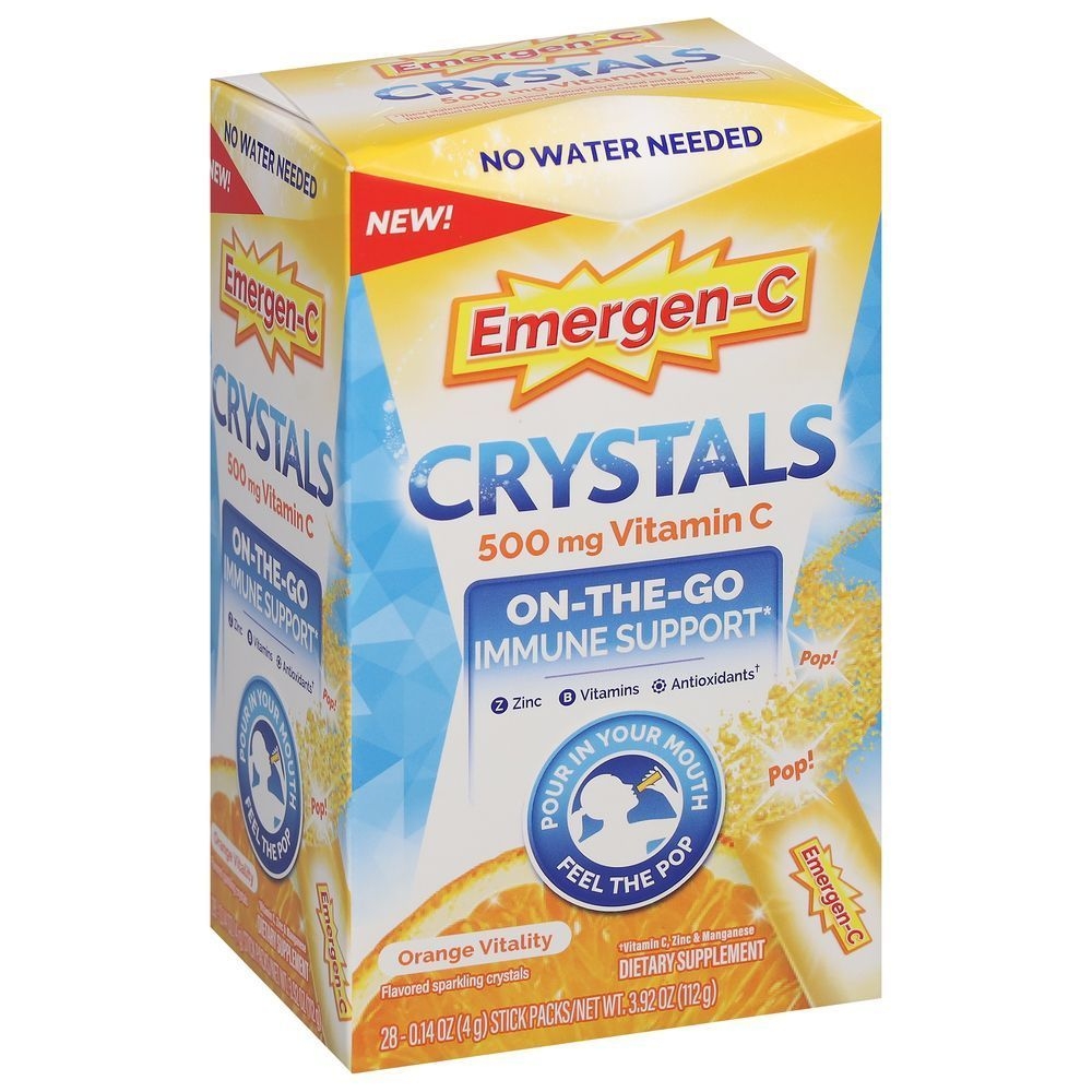 Emergen-C Crystals Orange Vitality On-The-Go Immune Support, 28 count
