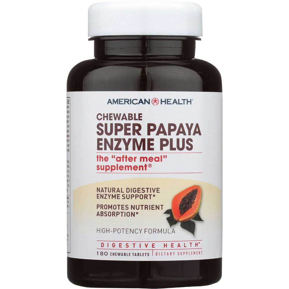 American Health Super Papaya Enzyme Plus Chewable Tablet - 180 count per pack