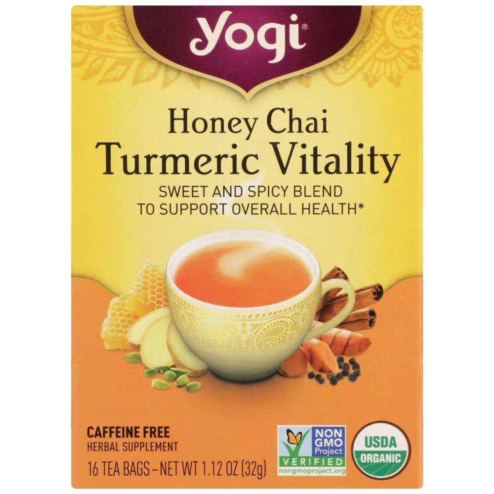 Yogi Organic Honey Chai Turmeric Vitality Tea - 16 tea bags per pack -- 6 packs per case