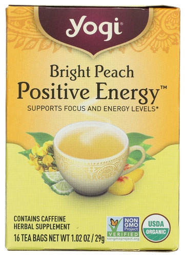 Yogi Organic Peach Bergamot Bright Day Herbal Supplement Tea, 16 tea bags -- 6 per case