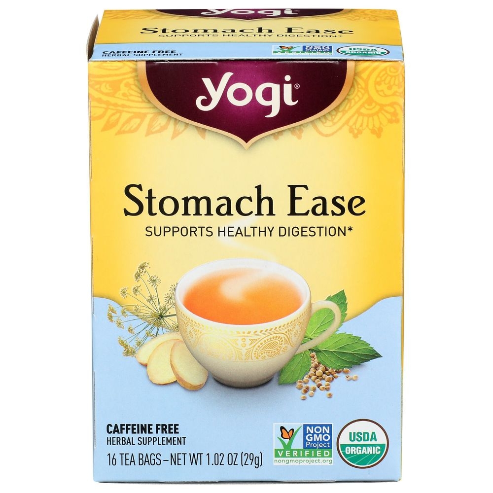 Yogi Organic Stomach Ease Caffeine Free Herbal Supplement Tea, 16 tea bags -- 6 per case