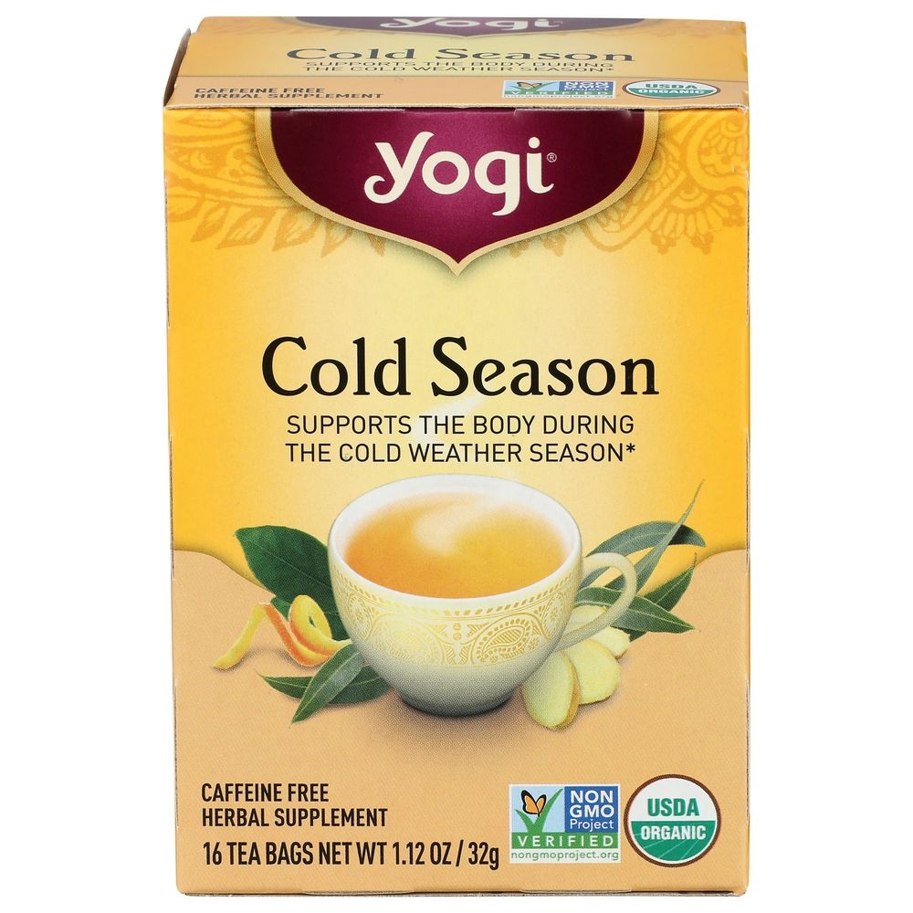 Yogi Organic Cold Season Caffeine Free Herbal Supplement Tea, 16 tea bags -- 6 per case