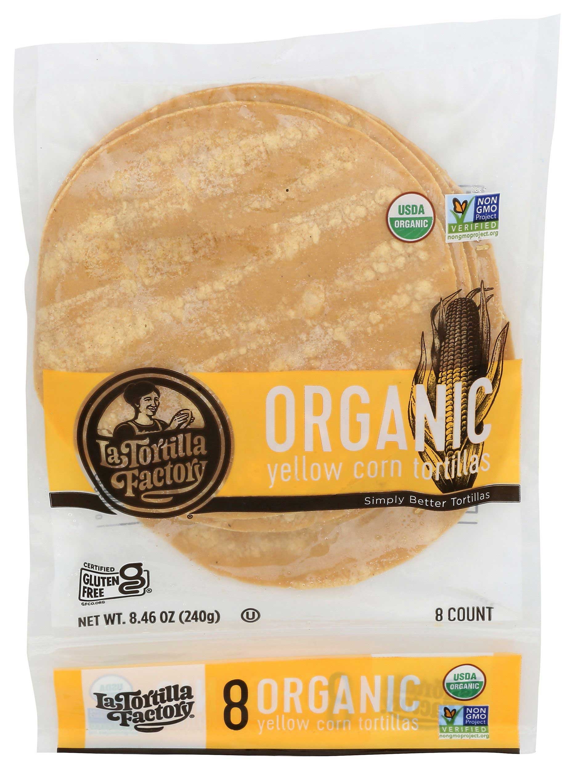 La Tortilla Factory Organic Yellow Corn Tortillas, 8.46 Ounce -- 10 per case