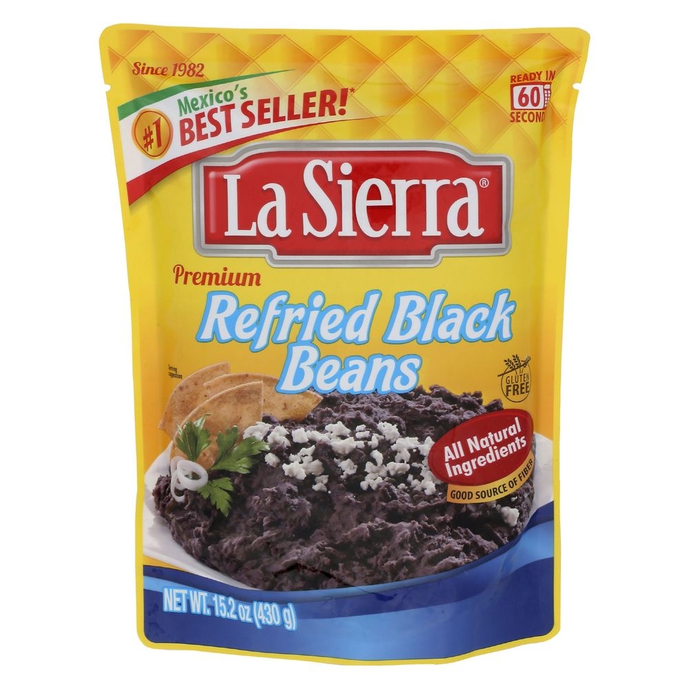 La Sierra Refried Black Beans, 15.2 Ounce Pouch -- 8 per case