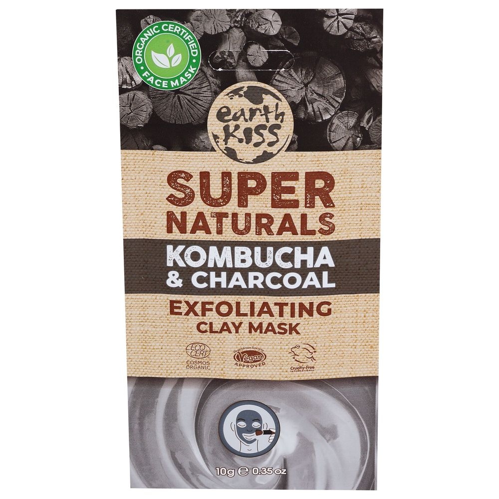 Earth Kiss Organic Kombucha and Charcoal Exfoliating Clay Mask, 0.35 Ounce -- 12 per case