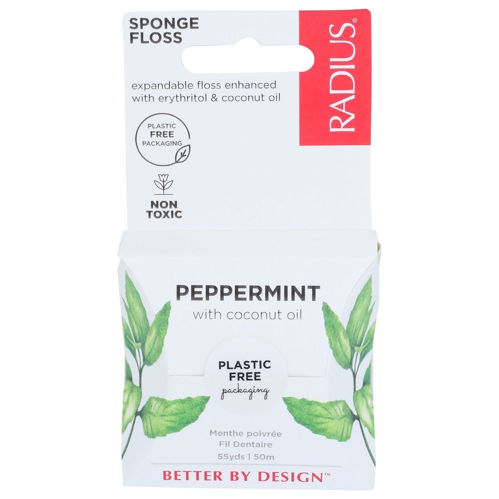 Radius Peppermint Vegan Sponge Floss -- 6 per case