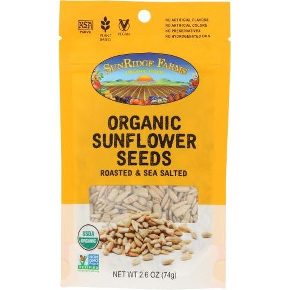 Sunridge Farms Organic Roasted and Sea Salted Sunflower Seeds, 2.6 Ounce -- 8 per case