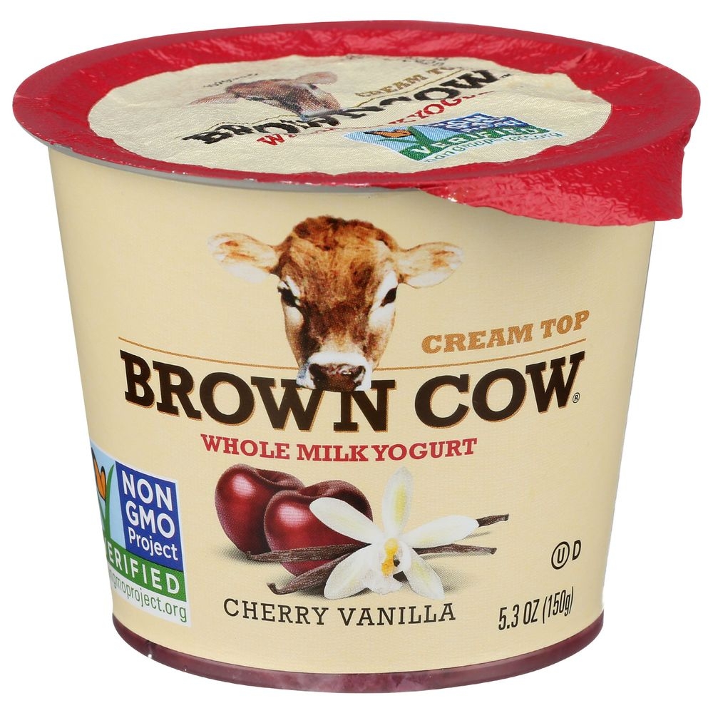 Brown Cow Cherry Vanilla Cream Top Whole Milk Yogurt, 5.3 Ounce -- 12 per case