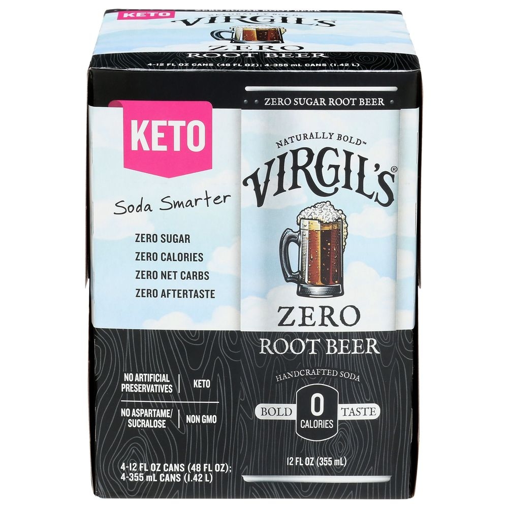 Virgils Zero Sugar Rootbeer Soda, 12 Fluid Ounce -- 24 per case