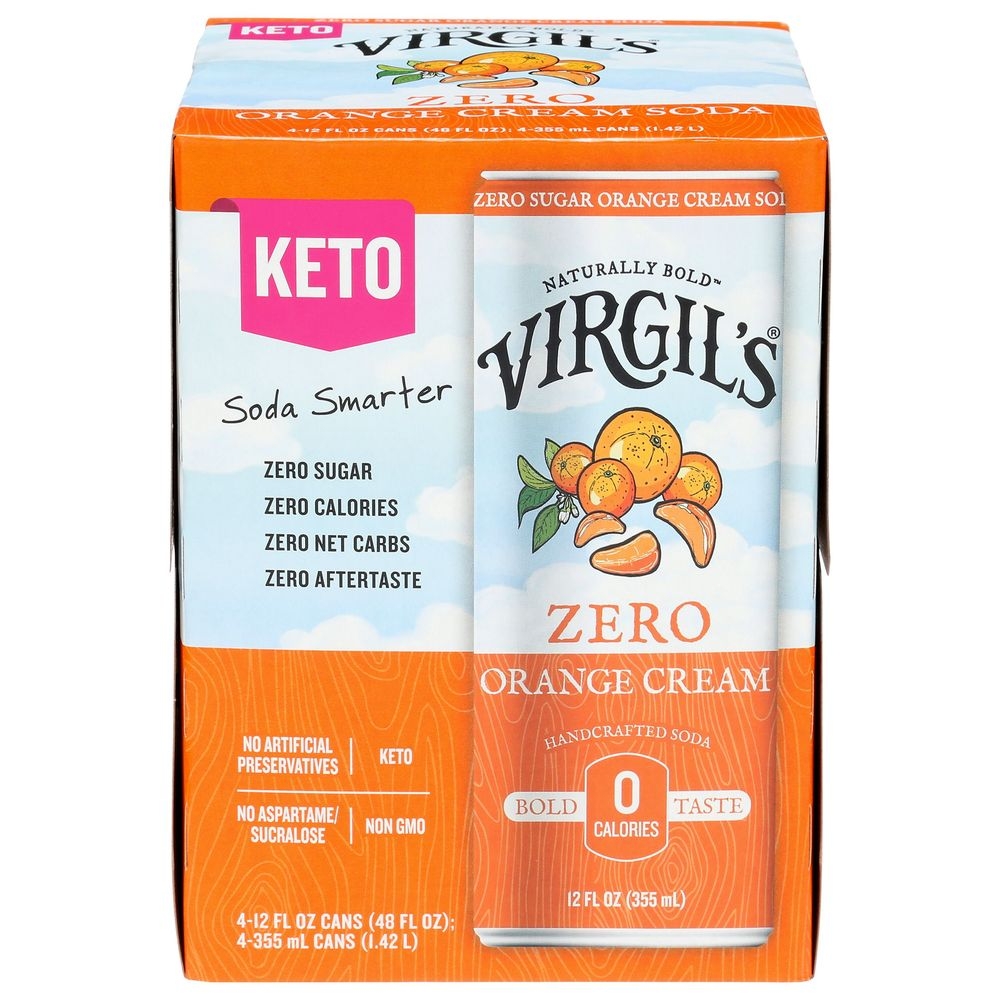 Virgils Zero Sugar Orange Cream Soda, 48 Fluid Ounce -- 6 per case
