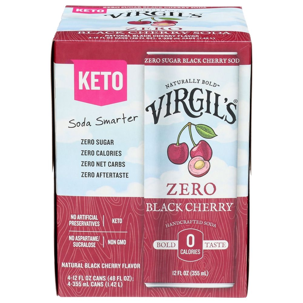 Virgils Zero Sugar Black Cherry Soda, 48 Fluid Ounce -- 6 per case