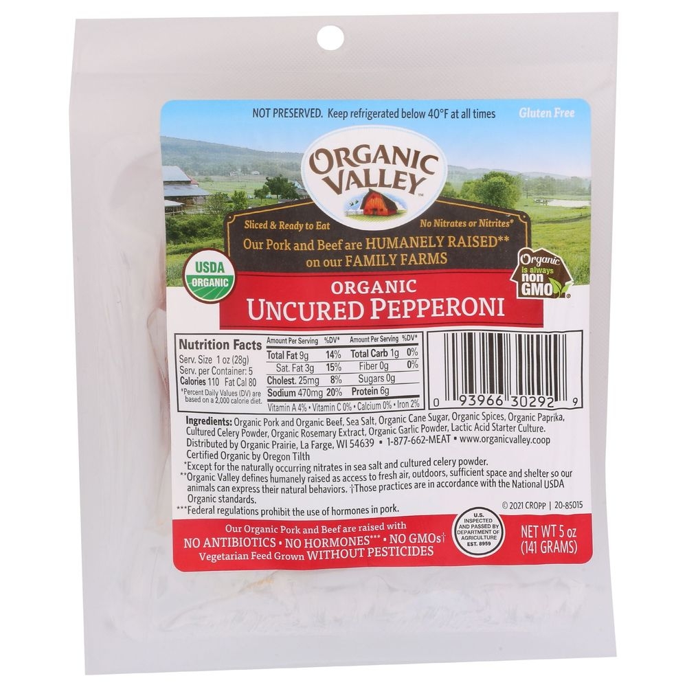 Organic Valley Uncured Pepperoni Slices, 5 Ounce -- 10 per case