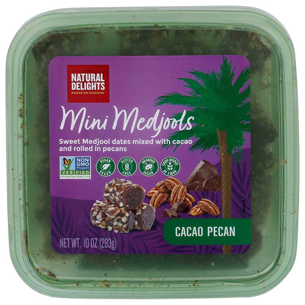 Bard Valley Natural Delights Mini Medjool Dates Rolled in Cacao Pecan, 10 Ounce -- 12 per case
