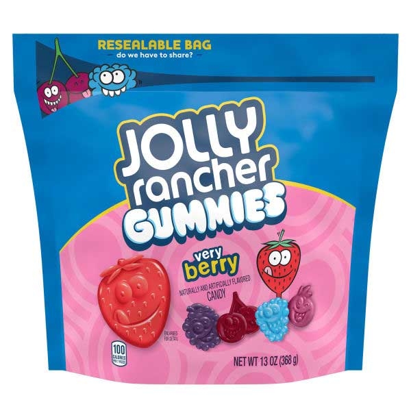 Jolly Rancher Very Berry Assorted Fruit Flavors Gummy Candy, 13 Ounce Pouch -- 8 per case
