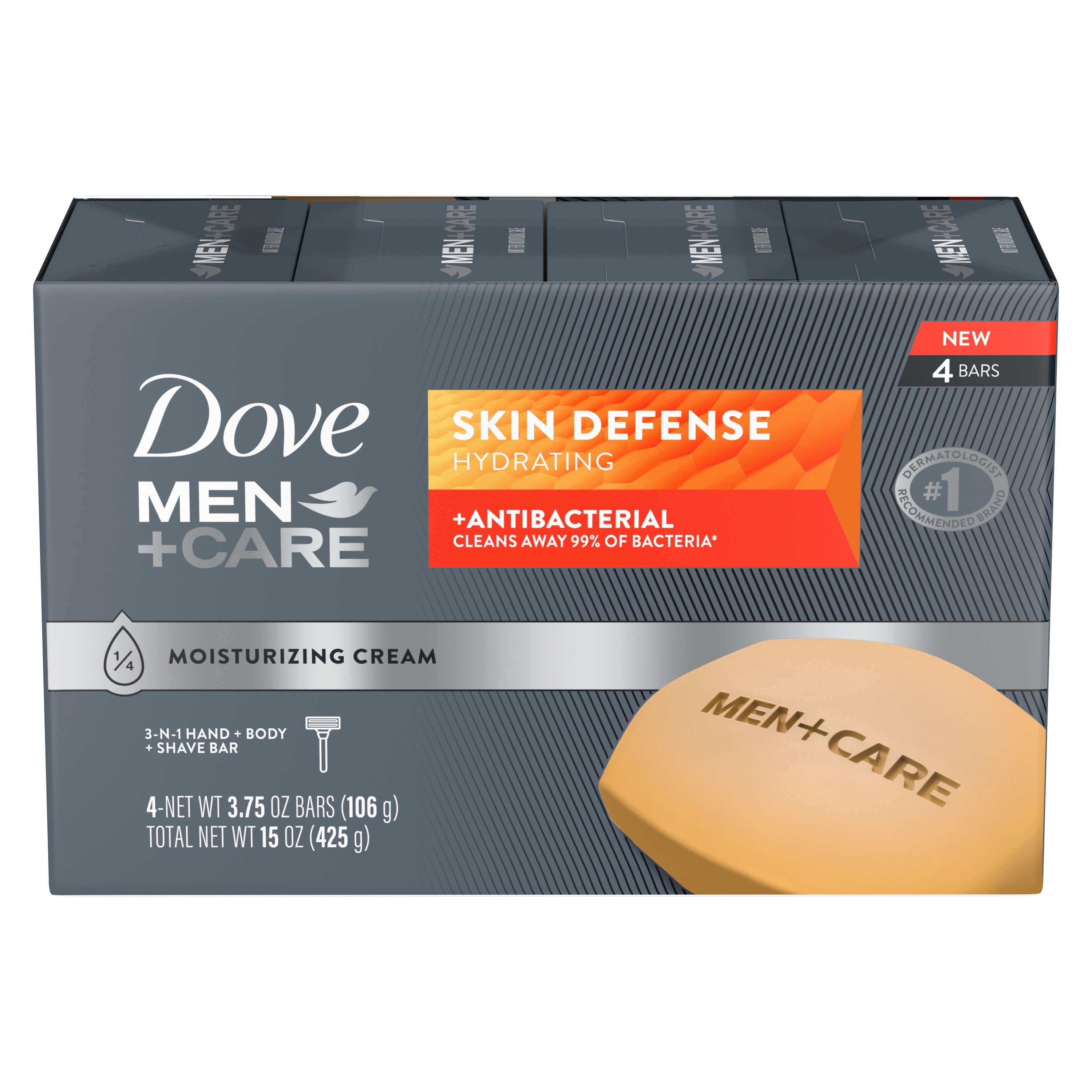Dove Men Plus Care Skin Defense Soap Bar, 15 Ounce -- 8 per case