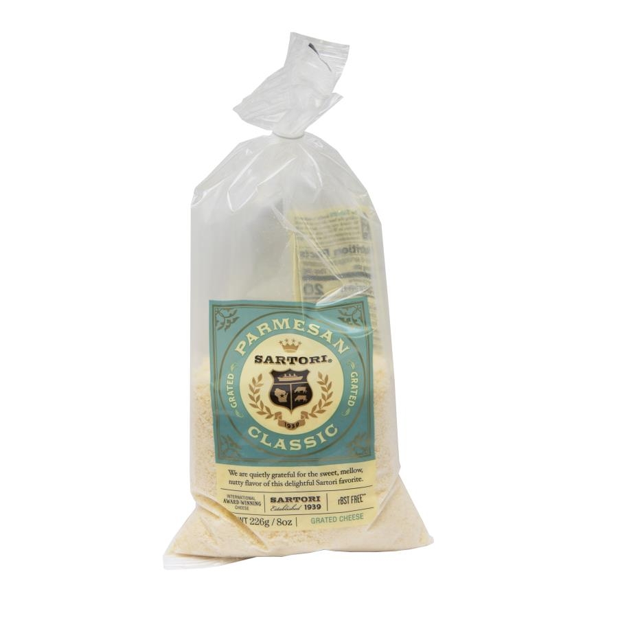 Sartori Grated Parmesan Cheese, 8 Ounce Bag -- 16 per case.