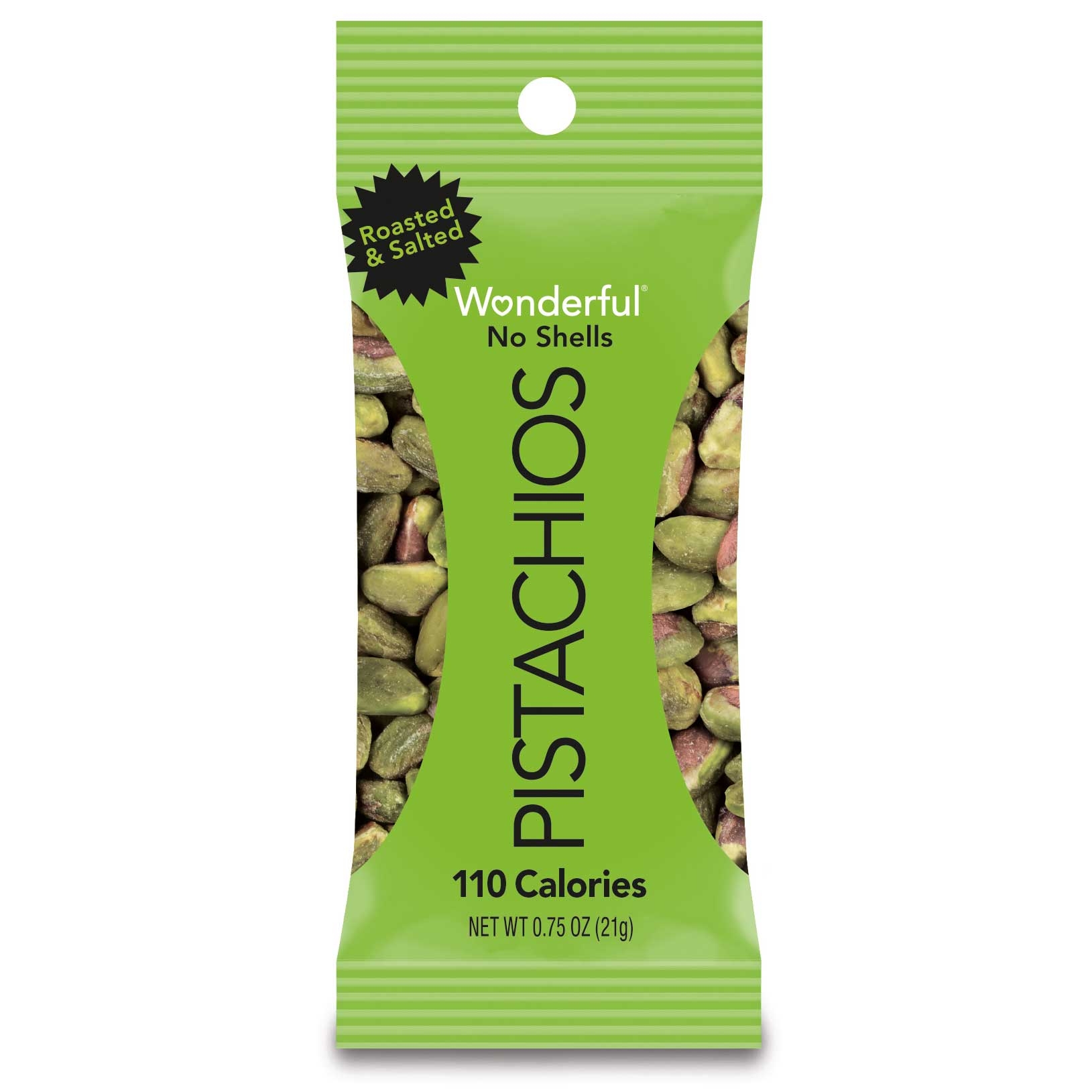 Wonderful Roasted and Salted Pistachio without Shell, 0.75 Ounce -- 96 per case.