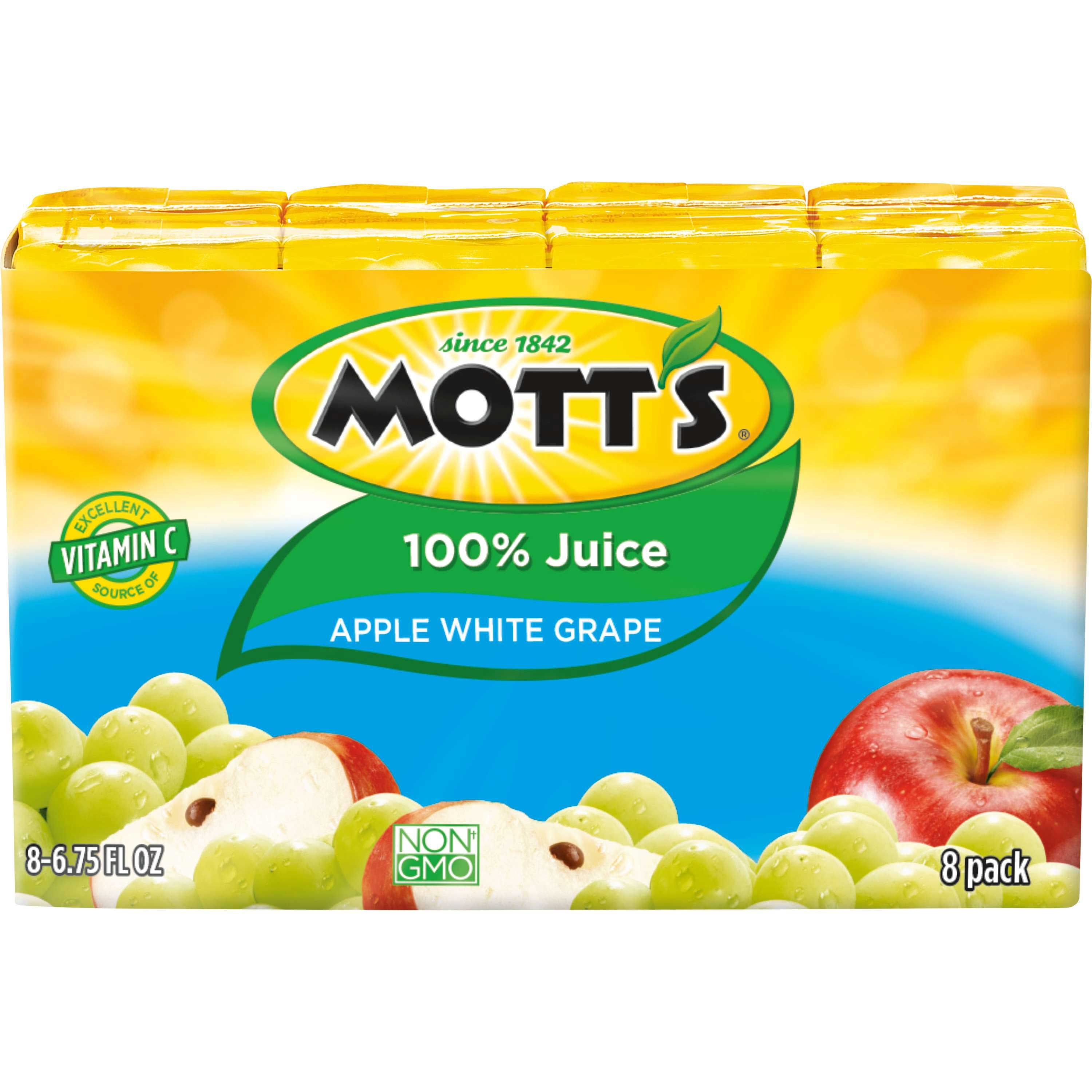 Mott's 100 Percent Apple White Grape Juice, 6.75 Ounce - 8 pack  -- 4 per case