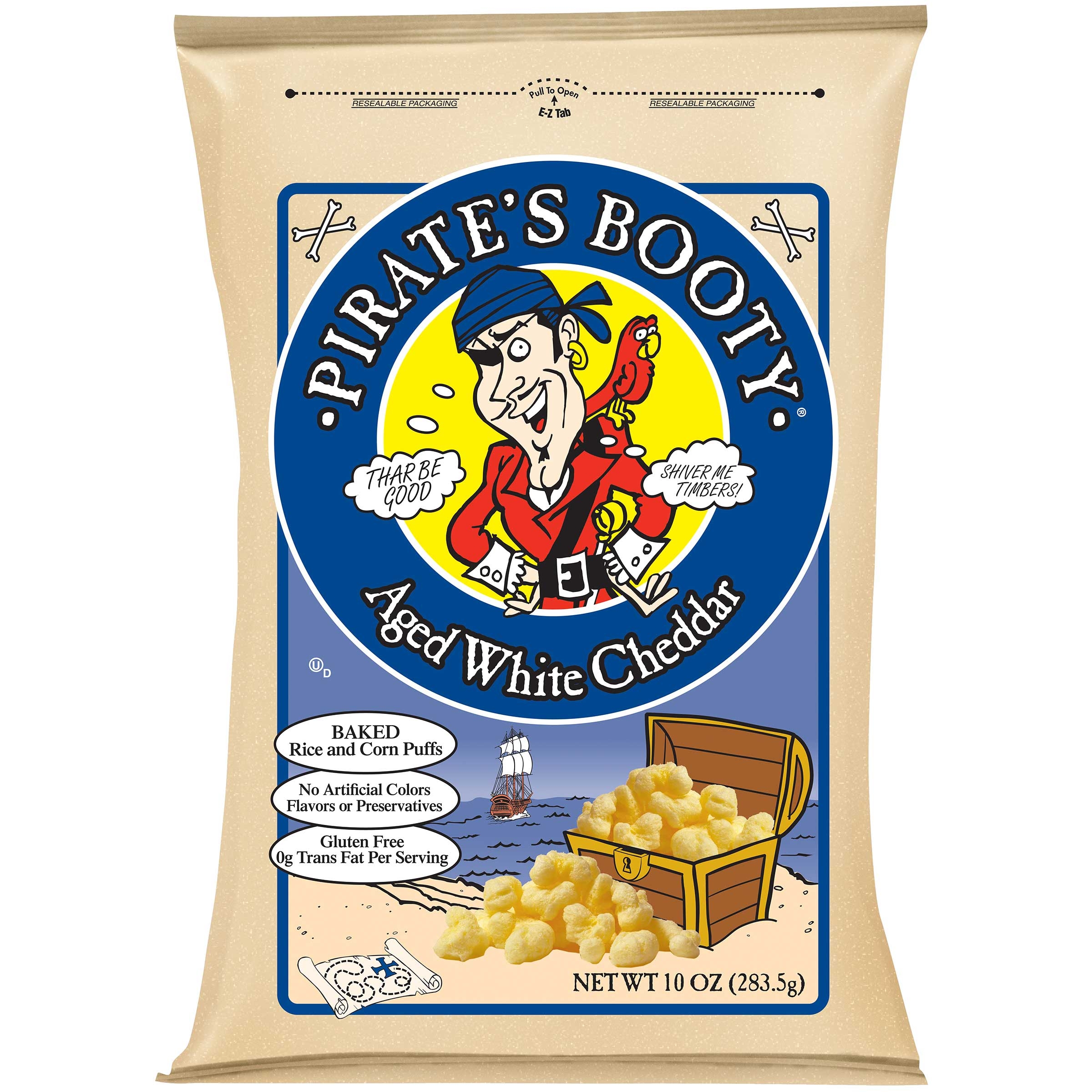 Pirates Booty Aged White Cheddar Cheese Puffs, 10 Ounce -- 6 per case.