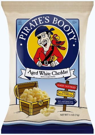 Pirates Booty Aged White Cheddar Rice and Corn Puffs, 0.5 Ounce -- 36 per case