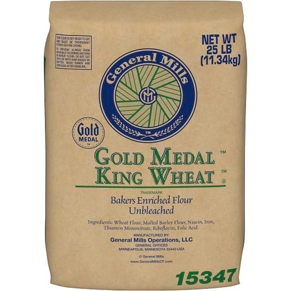 Gold Medal King Wheat Unbleached Enriched Malted Flour, 25 Pound