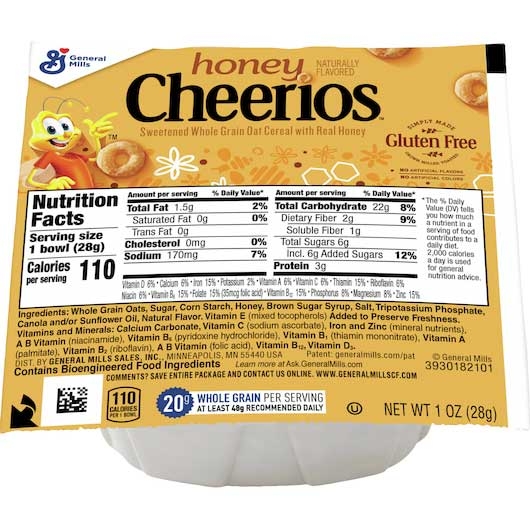 General Mills Honey Cheerios Cereal, 1 Ounce -- 96 per case