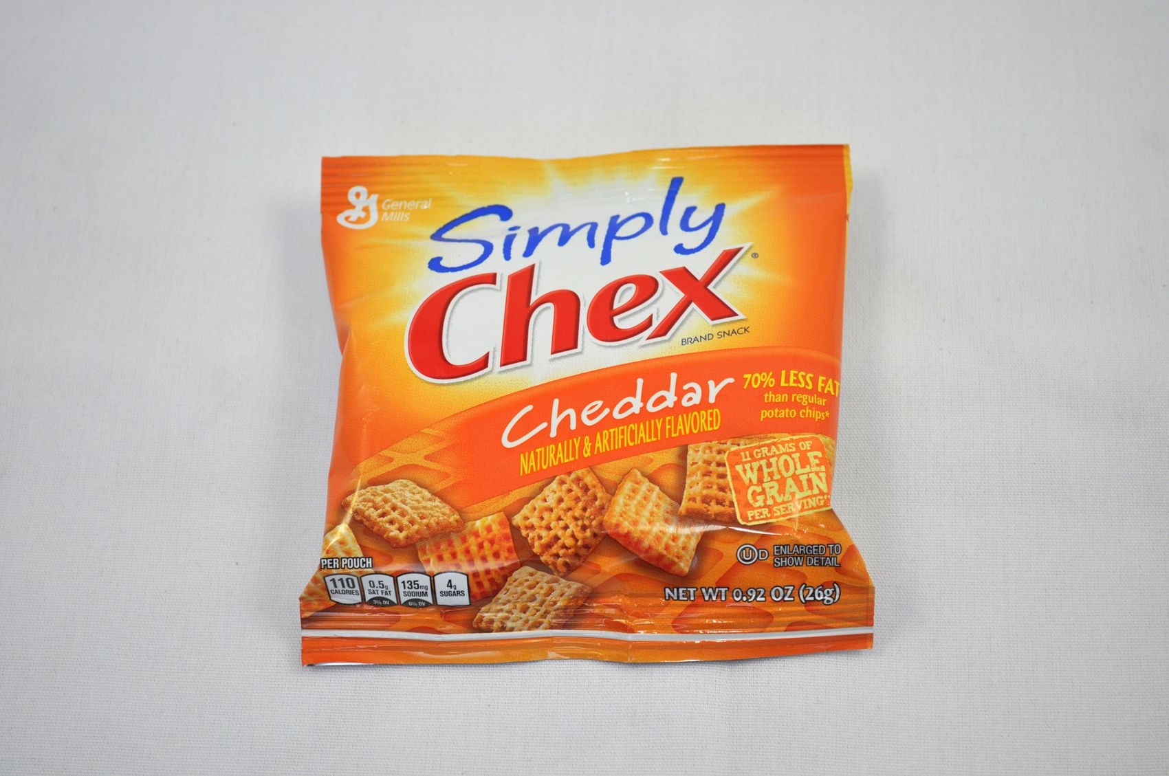 Simply Chex Cheddar Cereal Pieces, 0.92 Ounce -- 60 per case.