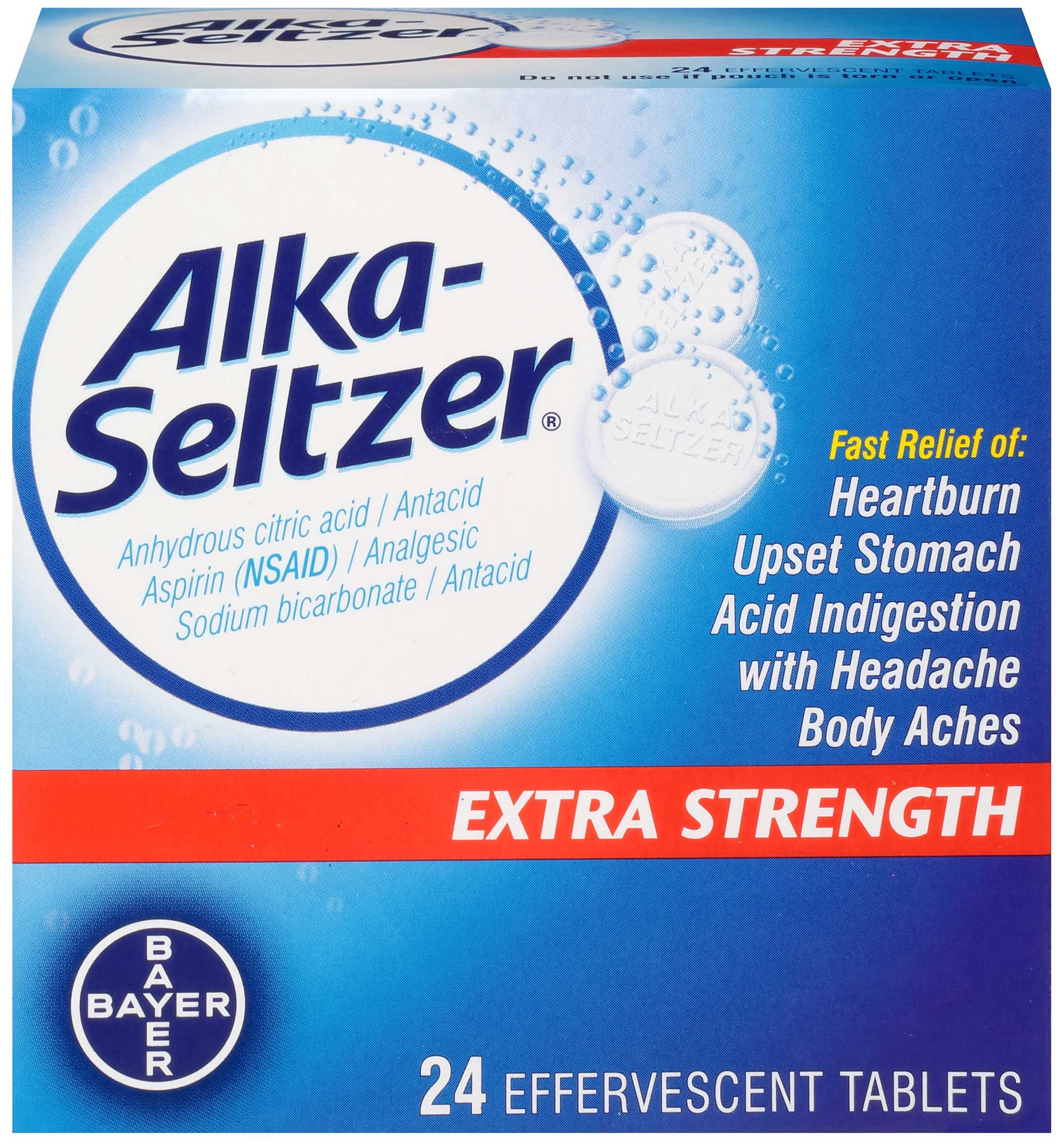 Alka Seltzer Extra Strength Effervescent Tablet, 24 count per pack -- 30 per case.