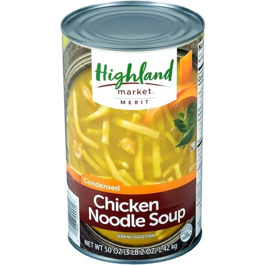 Highland Market Merit Chicken Noodle Soup, 50 Ounce -- 12 per case