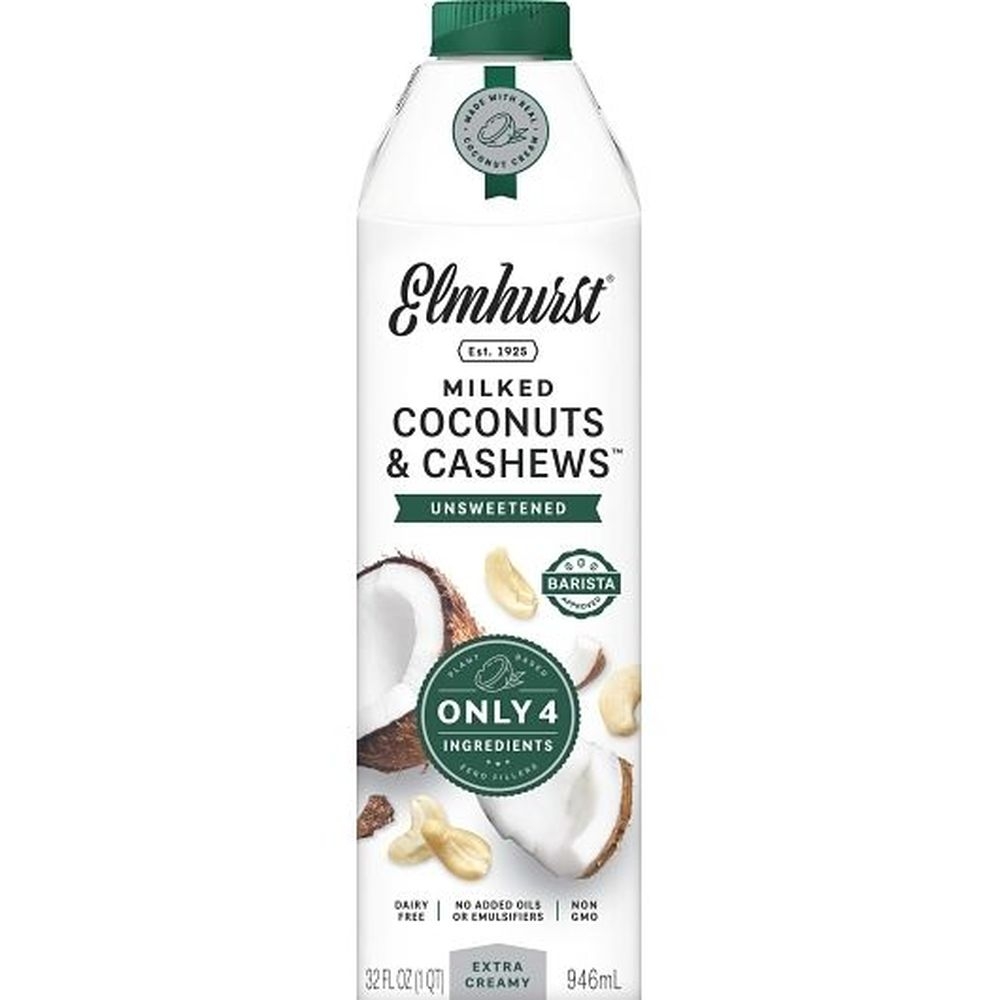 Elmhurst Unsweetened Coconut and Cashew Milk, 32 Fluid Ounce -- 6 per case