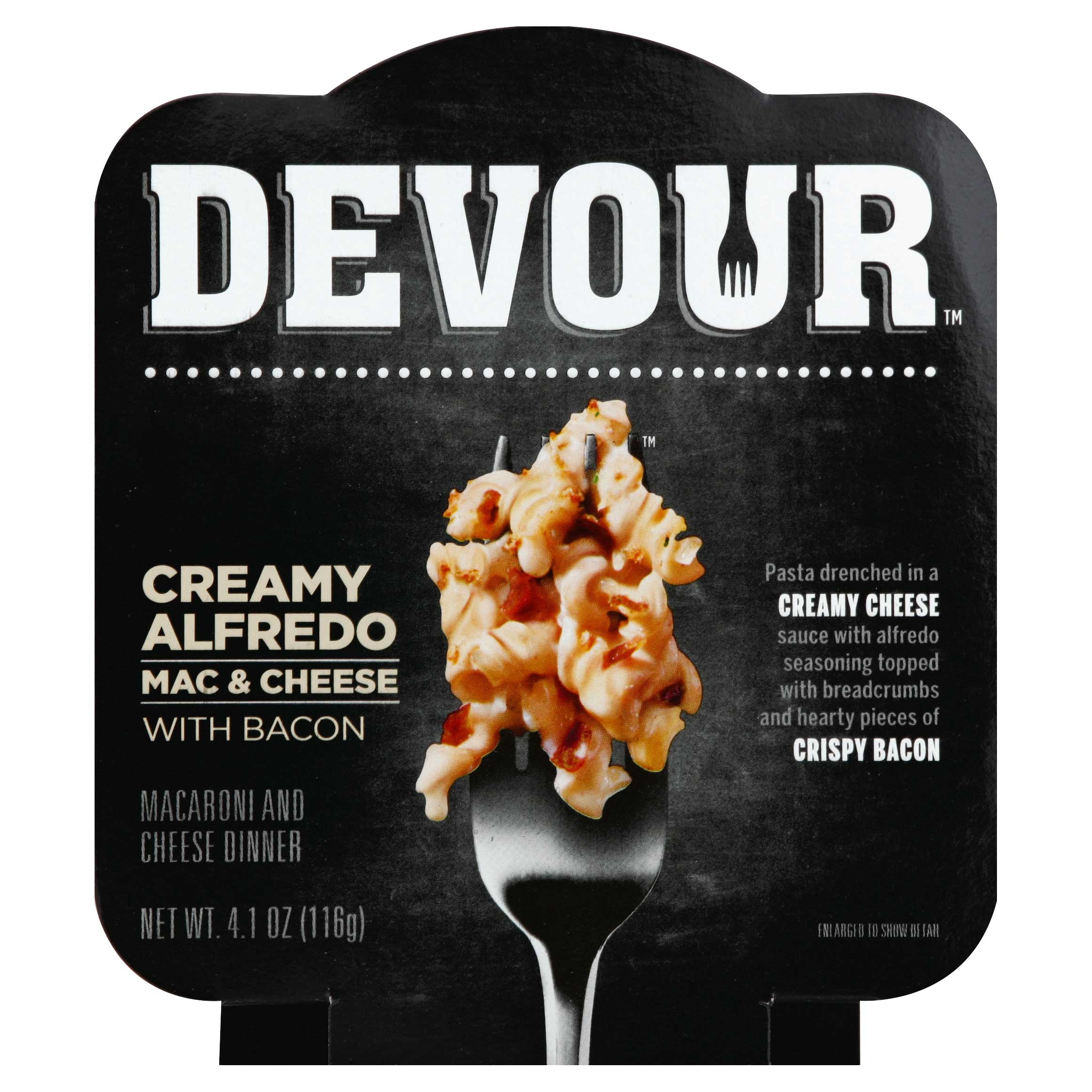 Devour Creamy Alfredo Mac N Cheese with Bacon, 4.1 Ounce -- 6 per case.
