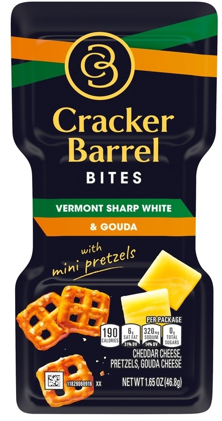 Cracker Barrel White Cheddar Gouda Pretzel Bites, 1.65 Ounce -- 10 per case.