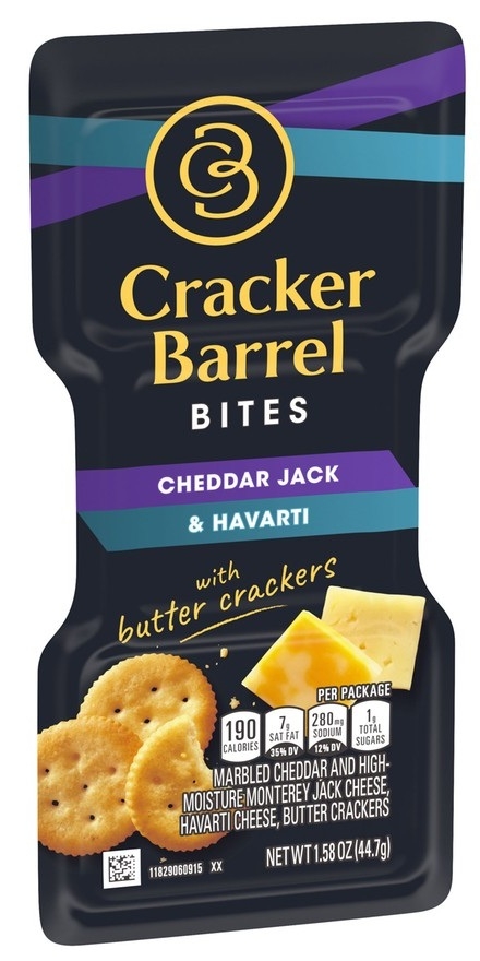 Cracker Barrel Cheddar Jack Havarti Butter Cracker Bites, 1.58 Ounce -- 10 per case.