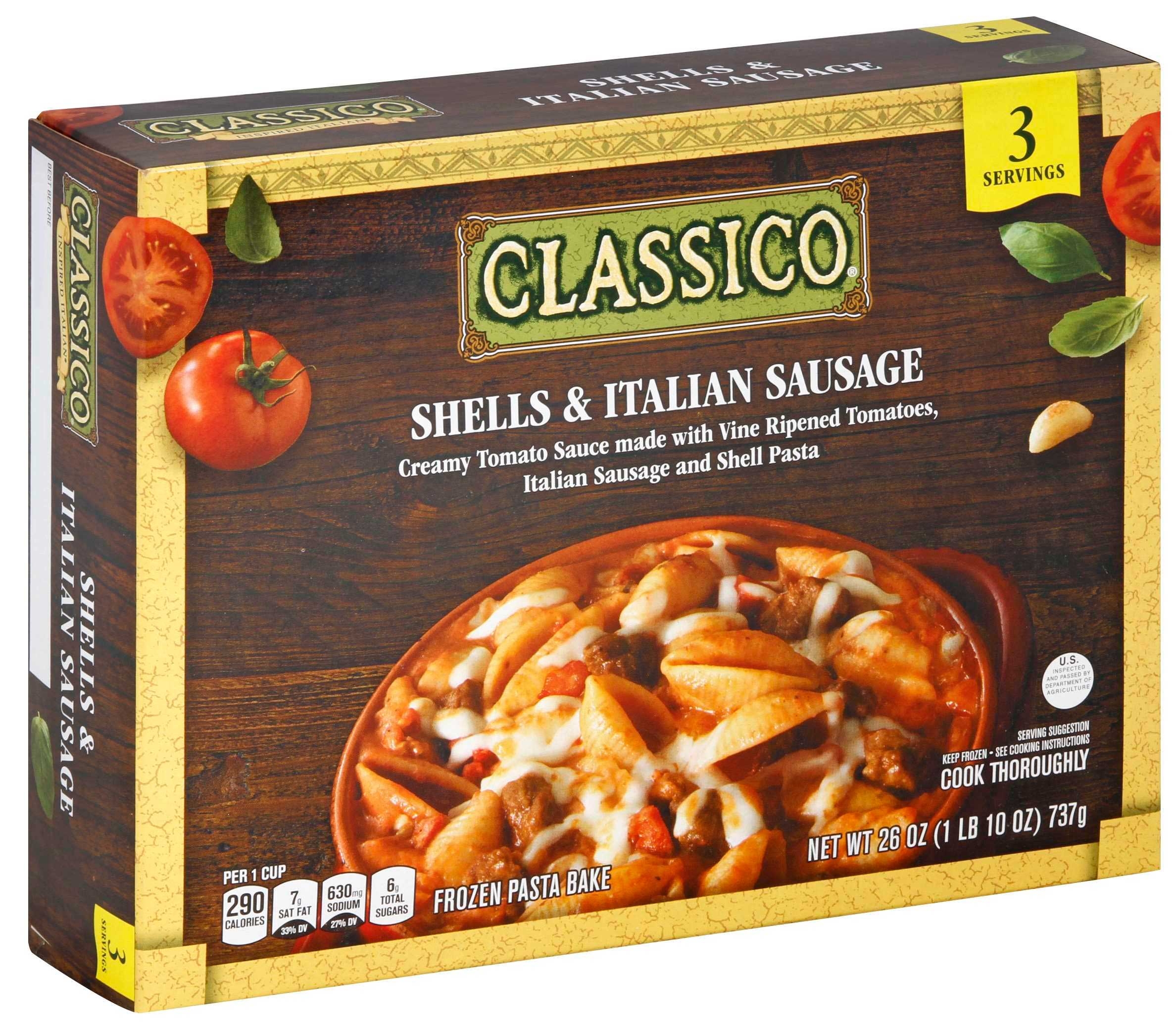 Classico Shells and Sausage Pasta Bake Entrees / Meals, 26 Ounce -- 6 per case