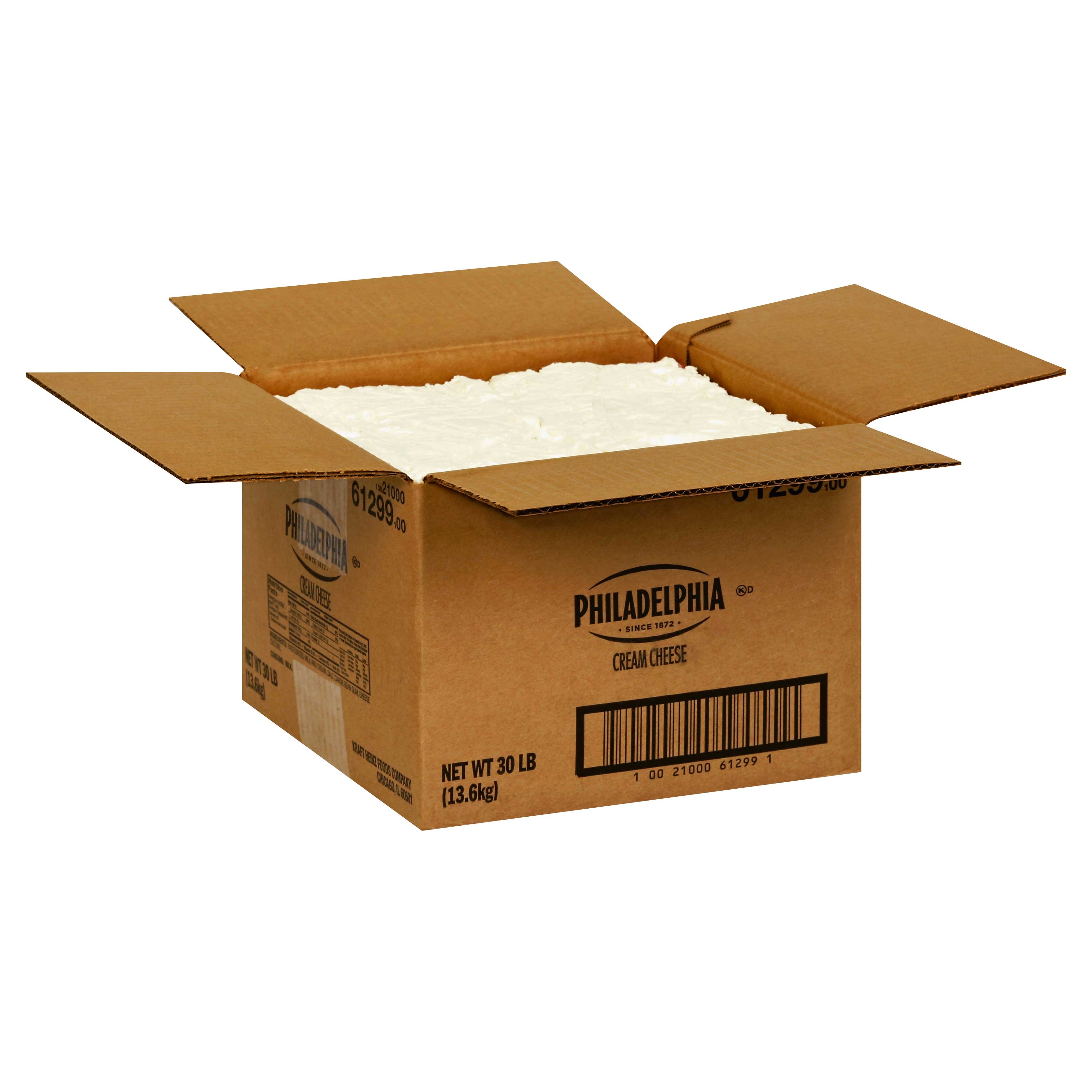 Kraft Philadelphia West Coast Original Cream Cheese - Carton, 30 Pound.