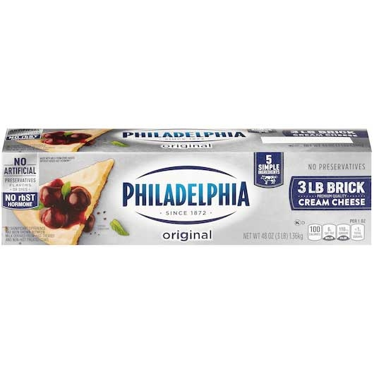Kraft Philadelphia Original Cream Cheese Loaf, 3 Pound -- 6 per case.