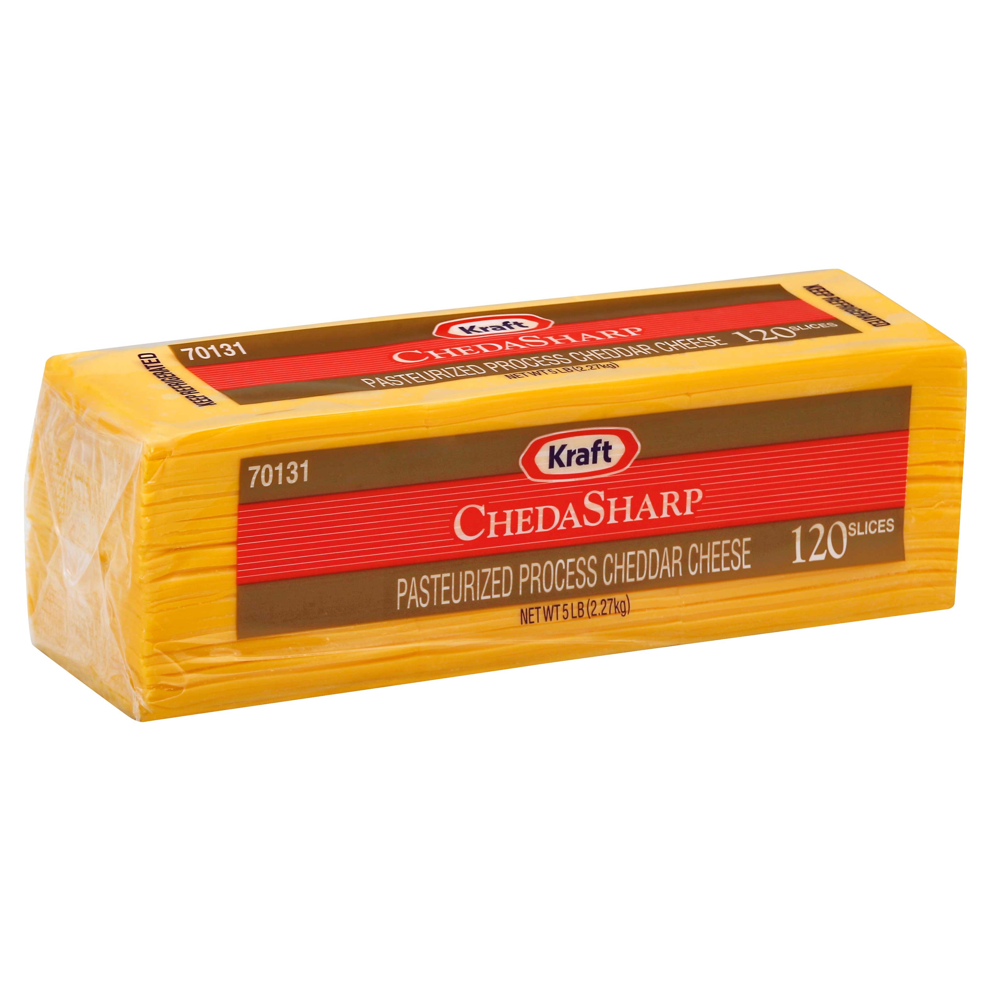 Kraft Regular Sharp Cheddar Sliced Cheese, 5 Pound -- 4 per case.