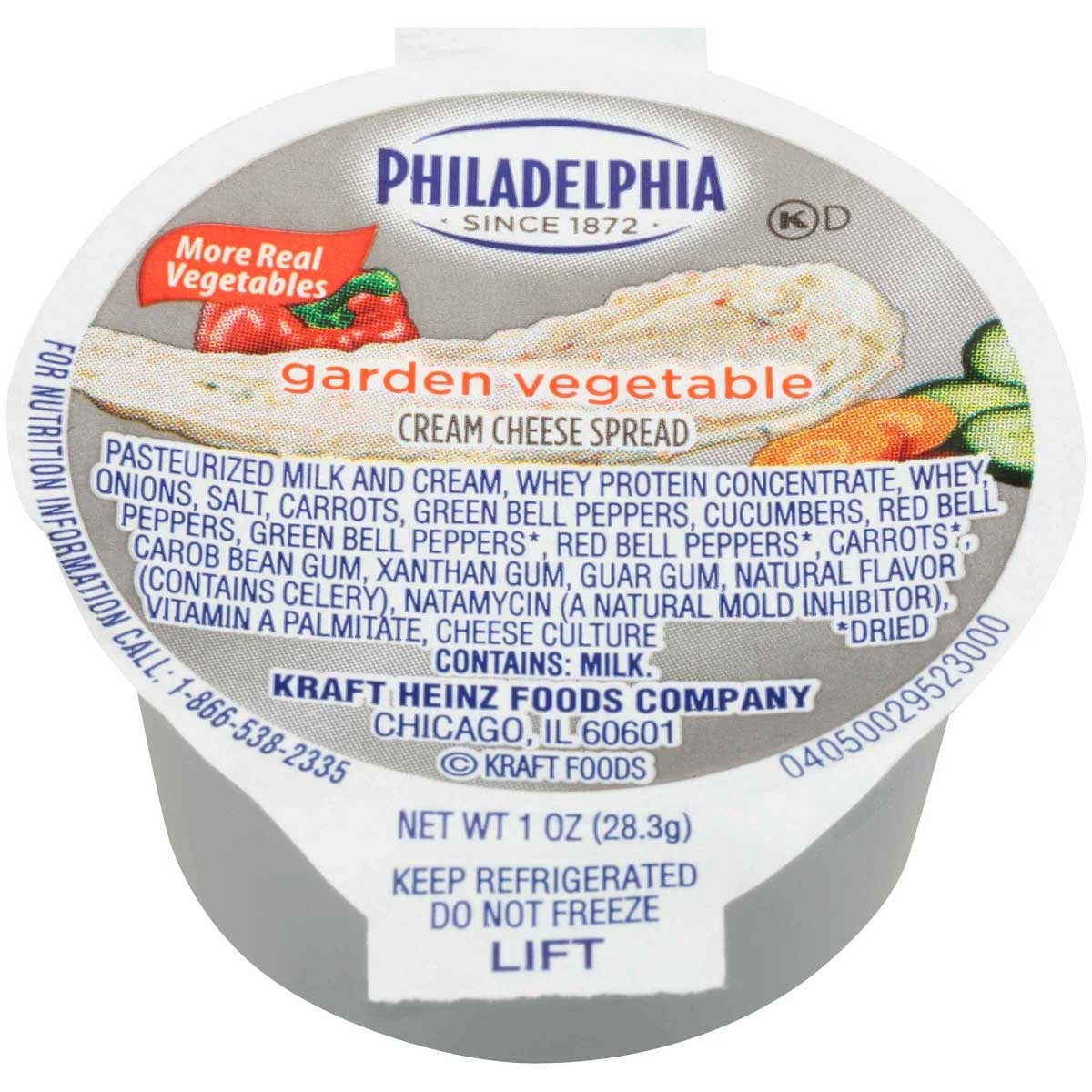 Kraft Philadelphia Garden Vegetable Cream Cheese - Cup, 1 Ounce -- 100 per case.