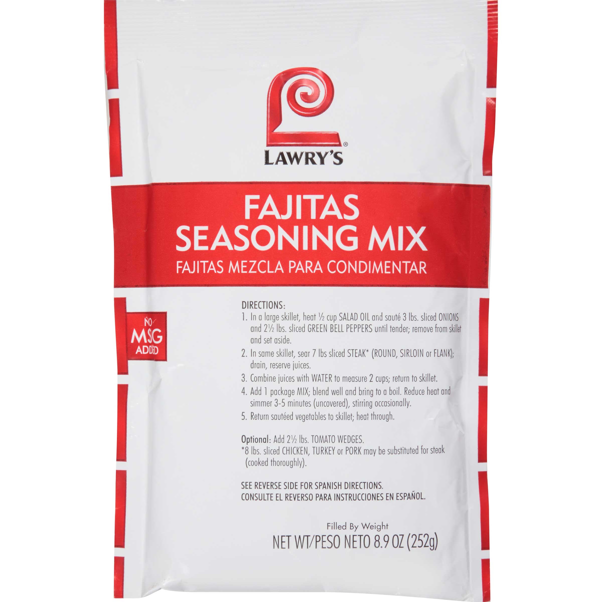 Lawry`s Fajitas Seasoning Mix, 8.9 oz. -- 6 per case