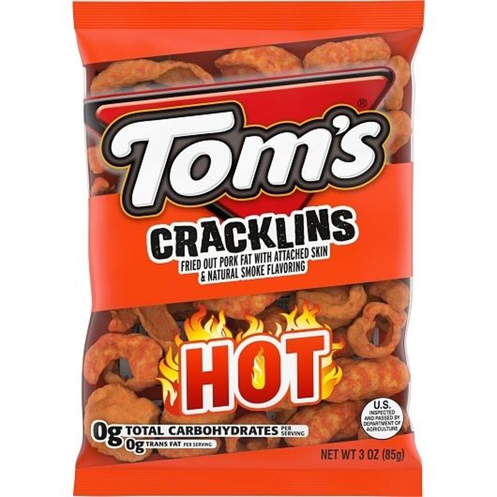 Toms Hot Cracklins, 3 Ounce Snack Bag -- 28 per case