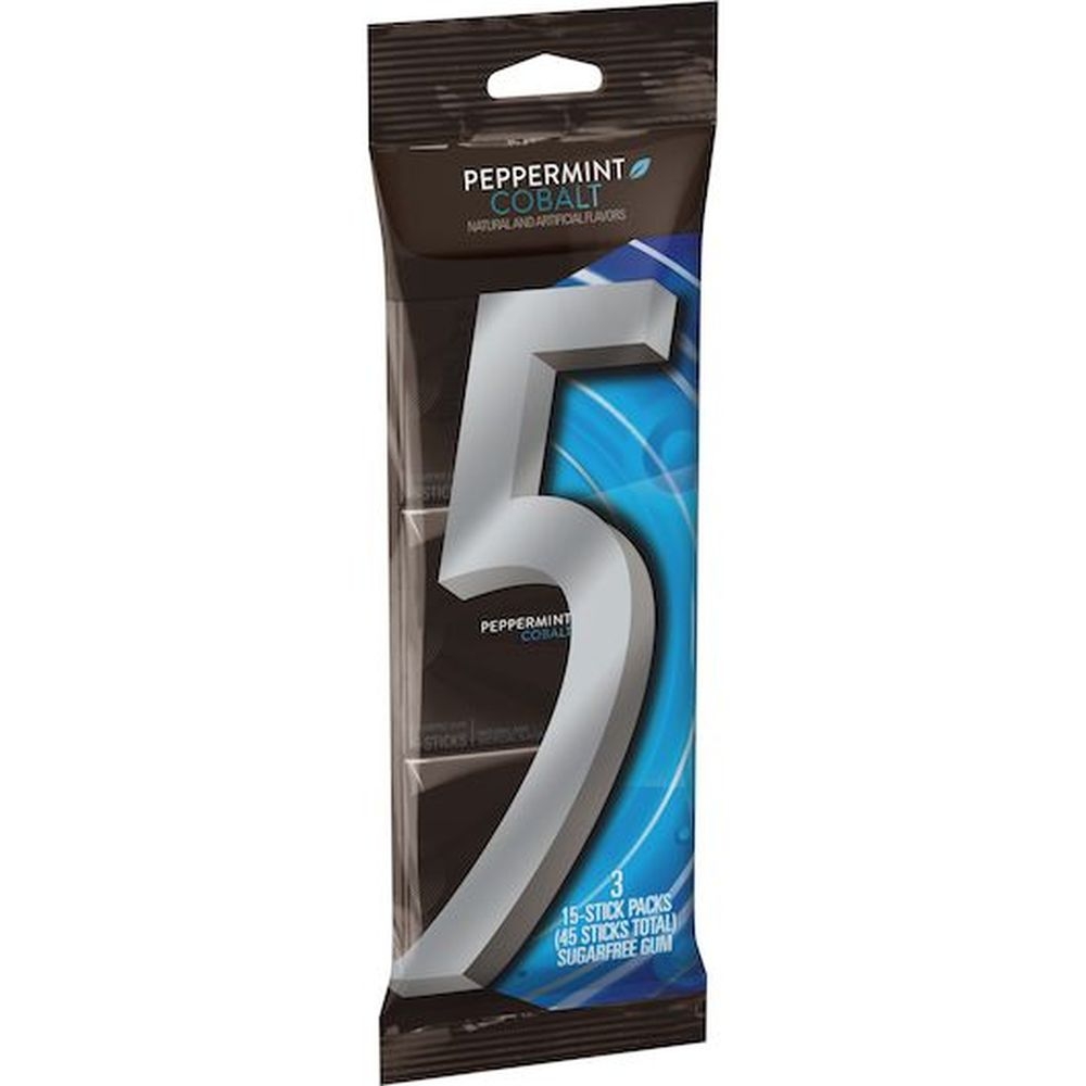 5 Gum Cobalt Peppermint Gum, 15 Sticks -- 60 per case