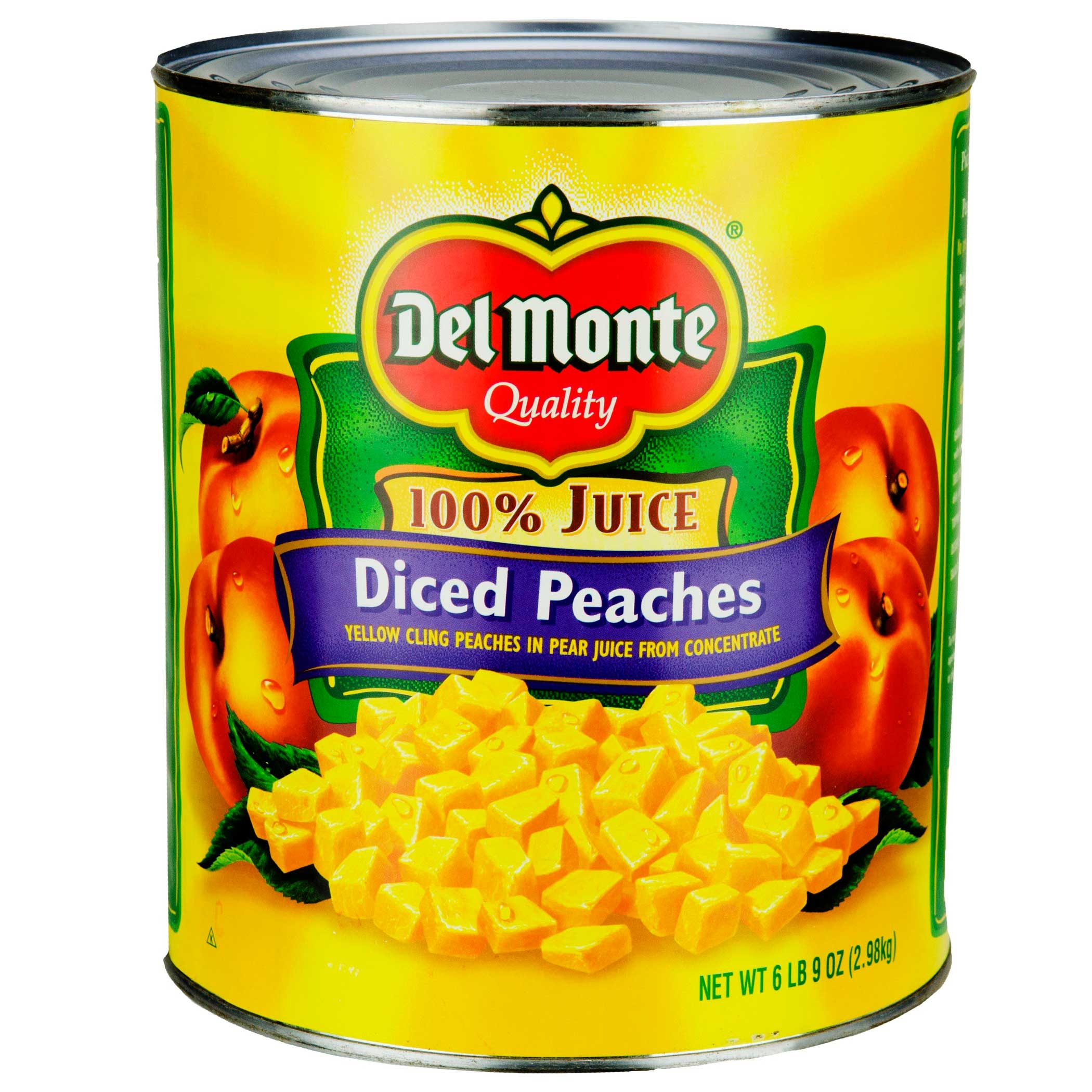 Del Monte Diced Yellow Cling Peaches In 100 Percent Juice, 105 Ounce -- 6 per case