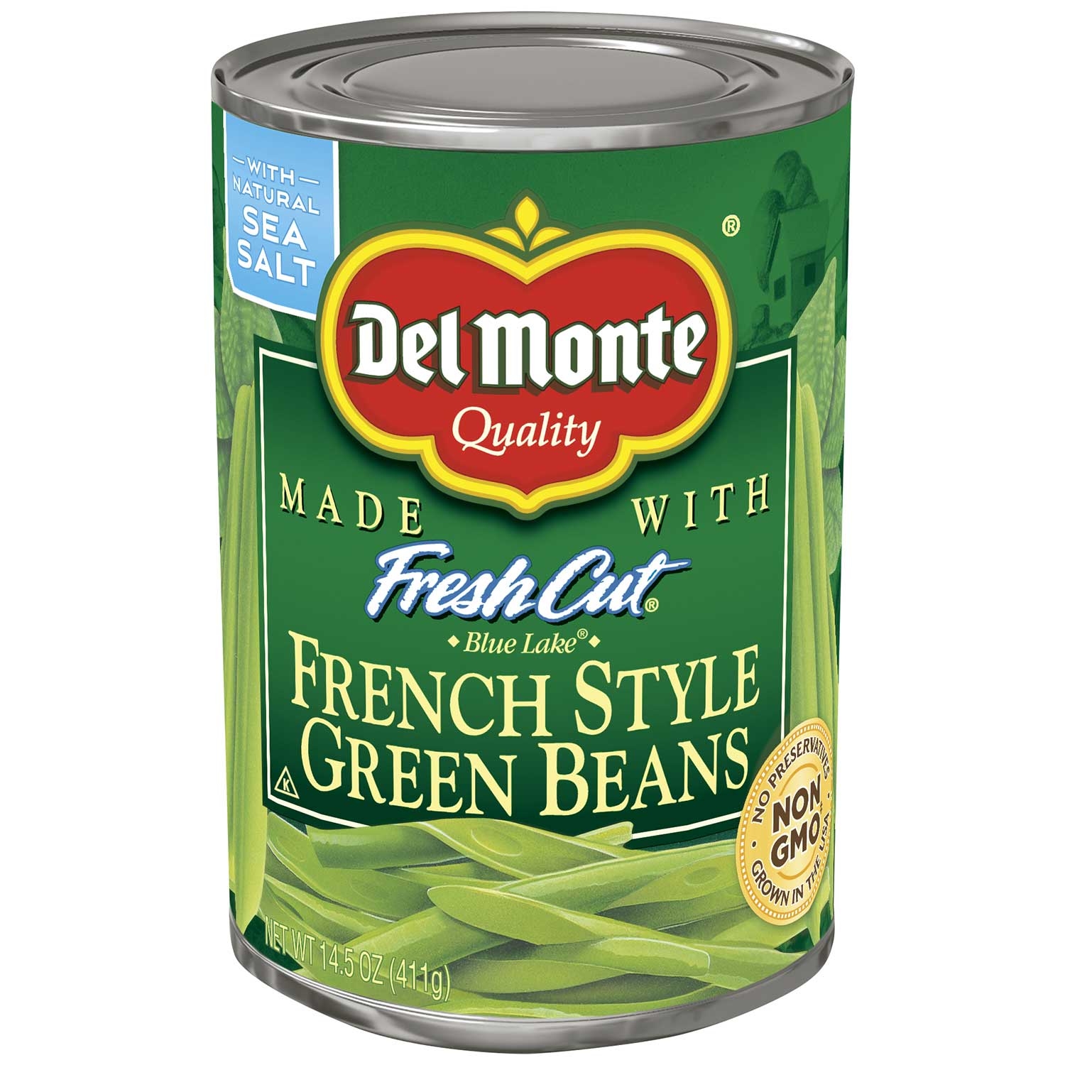 Del Monte French Style Cuts Green Bean Vegetable, 14.5 Ounce -- 24 per case.