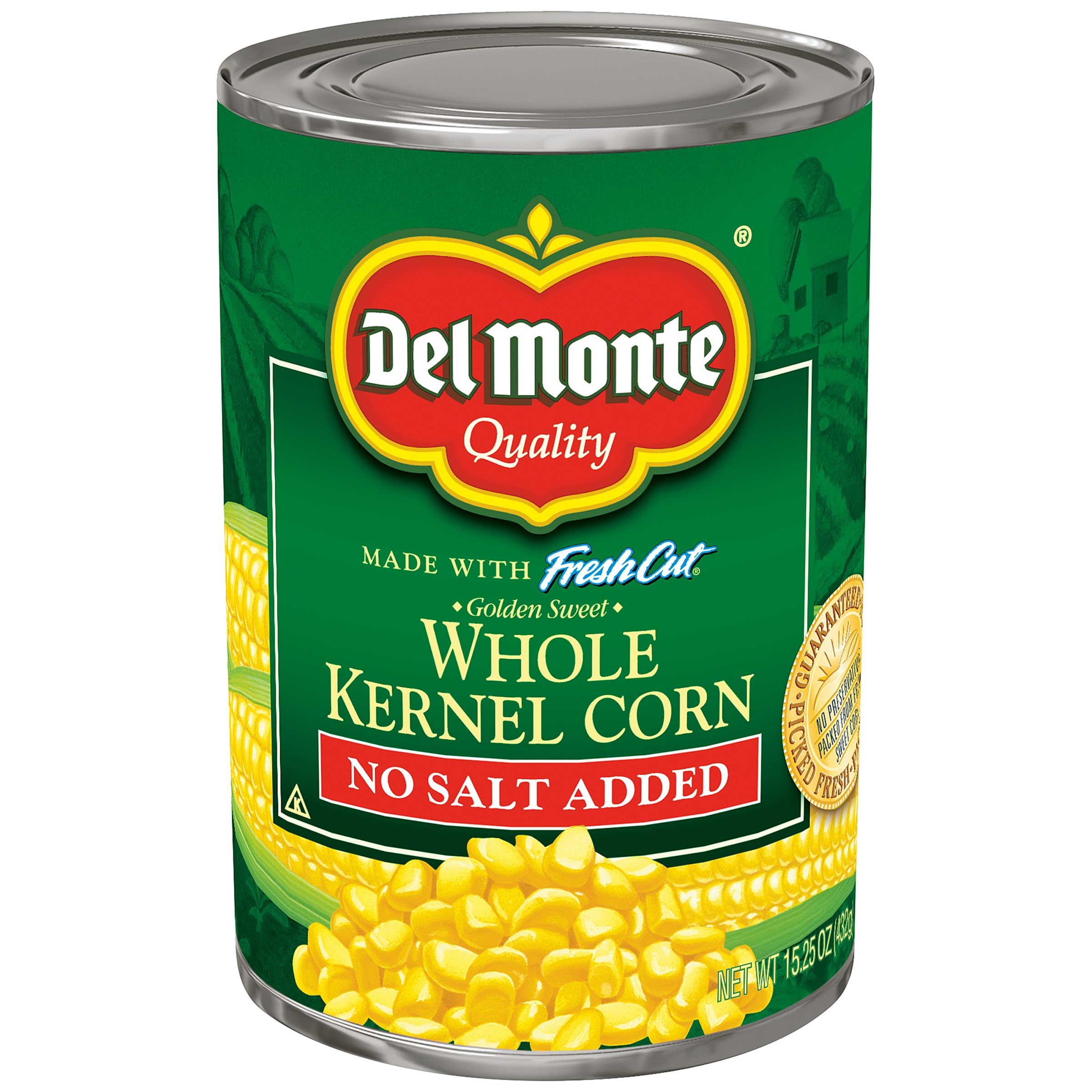 Del Monte Golden Sweet Whole Kernel Corn, 15.25 Ounce -- 24 per case.