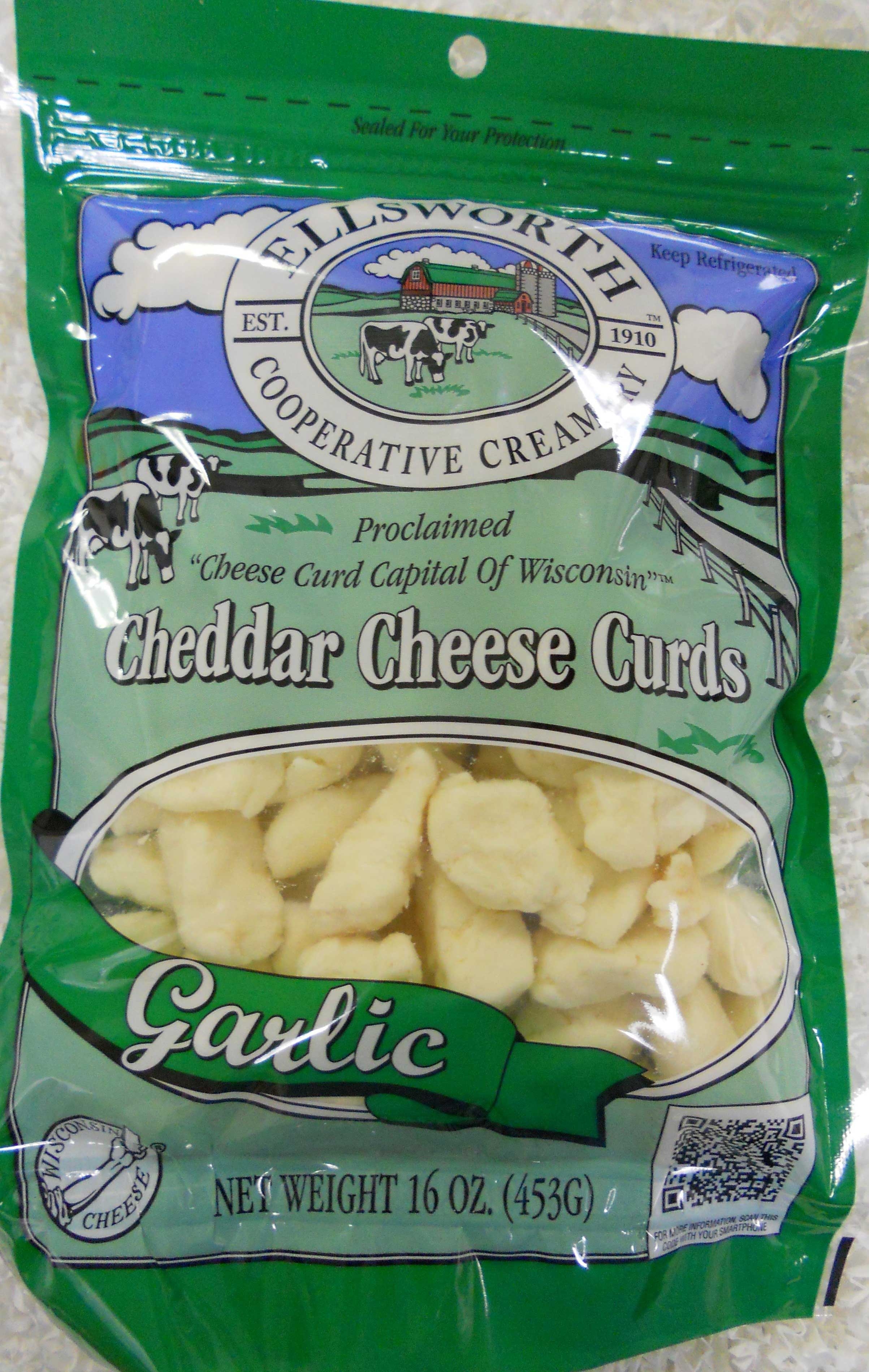 Ellsworth Farmer Certified Garlic White Cheddar Cheese Curd, 16 Ounce -- 8 per case