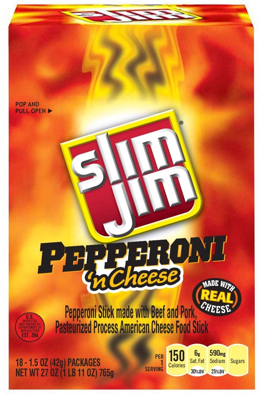 Conagra Slim Jim Pepperoni and Cheese Sticks, 1.5 Ounce - 18 per pack -- 6 packs per case