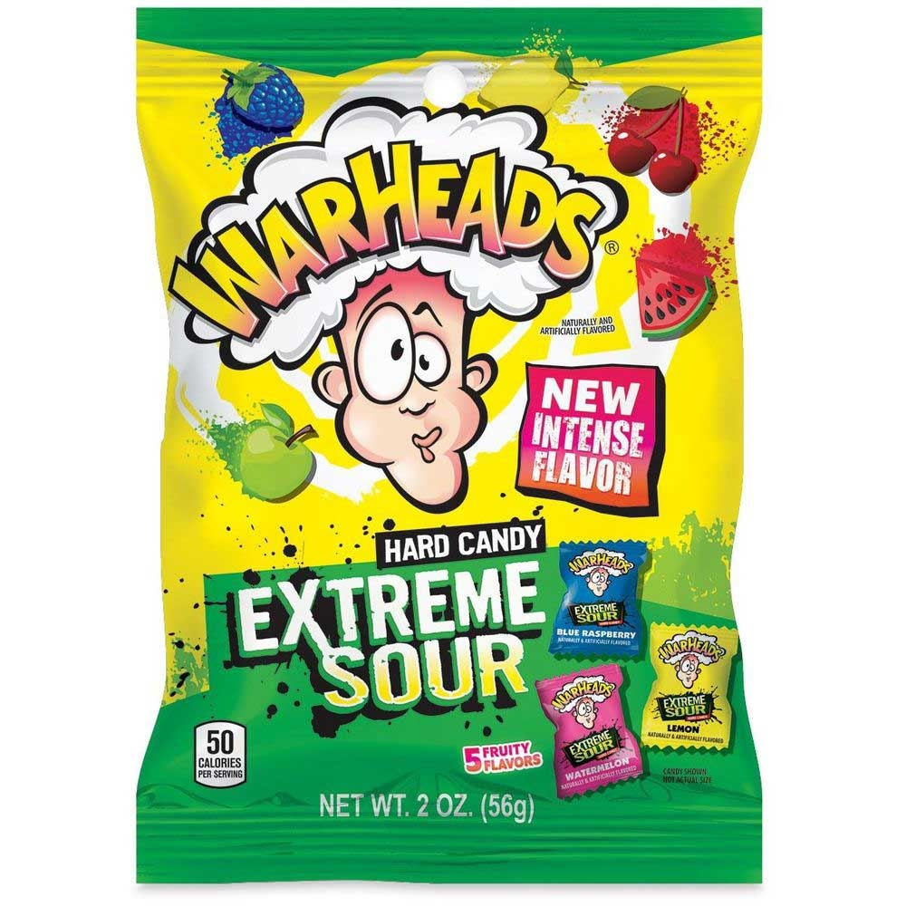 Warheads Extreme Sour Hard Candy, 2 Ounce Peg Bag -- 12 per case